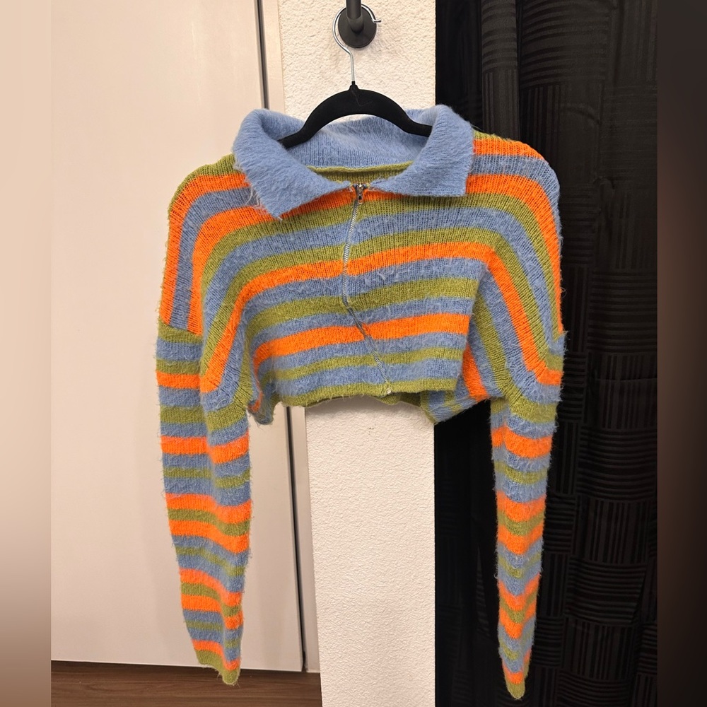 “IT Girl” Furry Cropped Sweater With Zipper